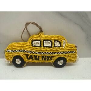 Pottery Barn NYC Yellow Taxi Beaded Christmas Ornament